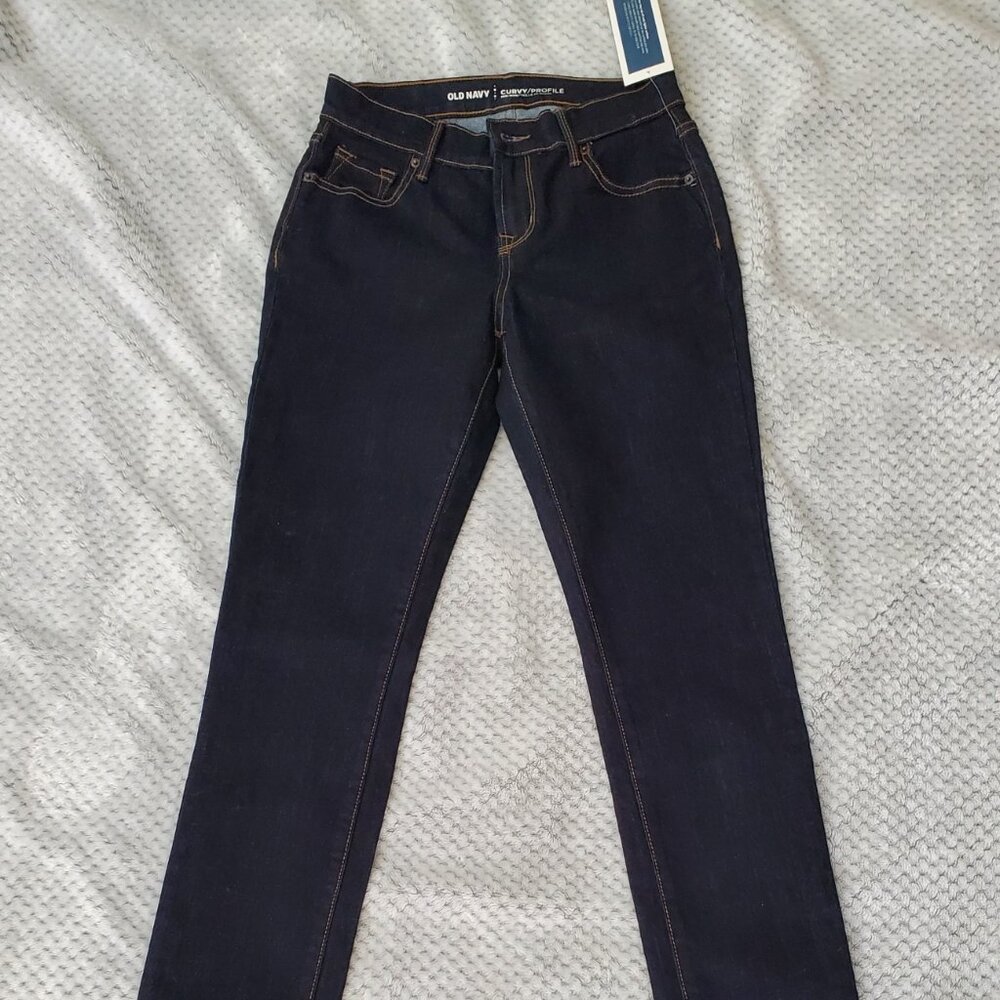 Old Navy Mid Rise Curvy Profile Dark Rinse Jeans
